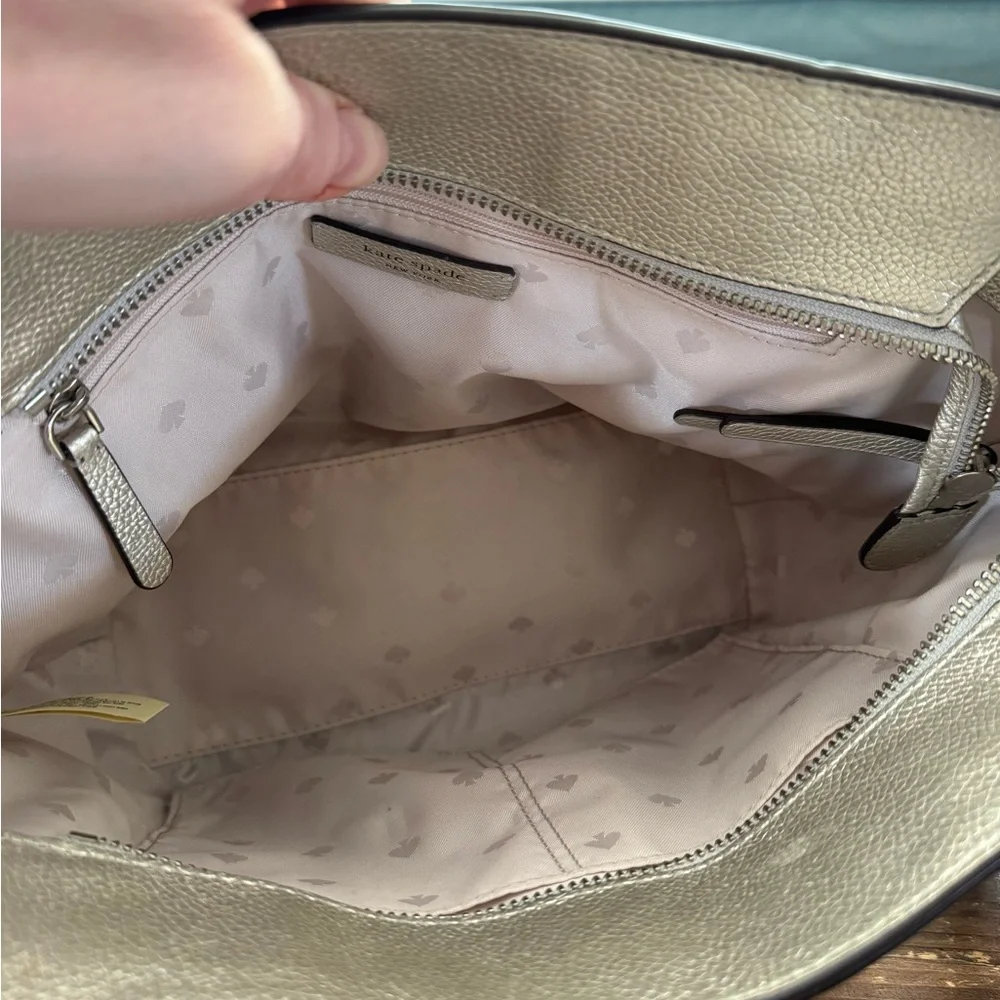 Kate Spade Metallic Jackson Leather Medium Satchel Crossbody Bag AND Wallet